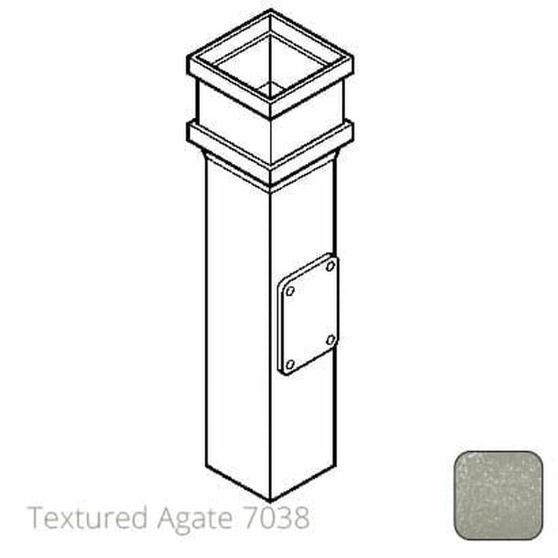 100 x 75mm (4"x3") Cast Aluminium Downpipe Access Pipe with Cast Ears - Textured 7038 Agate Grey