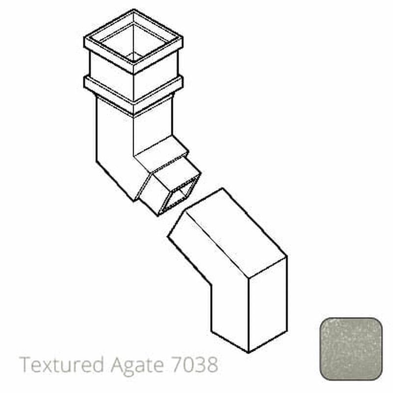 75 x 75mm (3"x3") Cast Aluminium Downpipe Two-part 762mm (max) Adjustable Offset - Textured 7038 Agate Grey