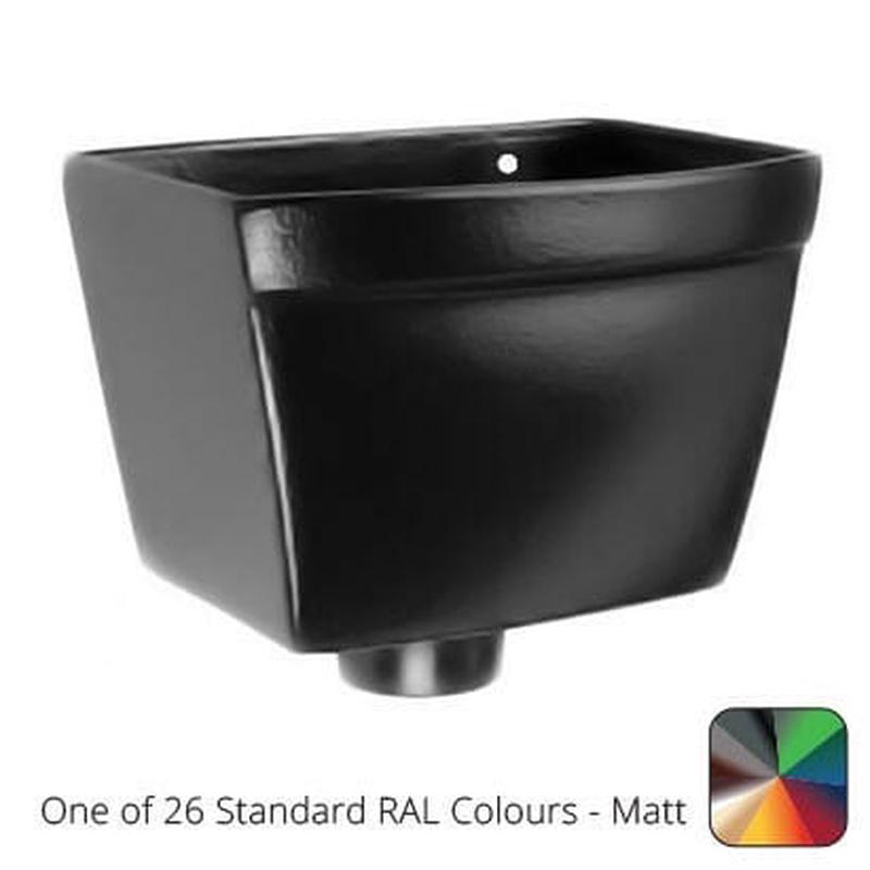 Alumasc 250w x 180h x 180d Cast Aluminium Rectangular Hopper Head 63mm (2.5") Outlet - One of 26 Standard Matt RAL colours TBC