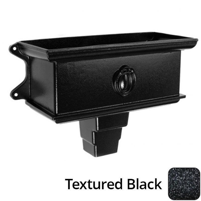 Alumasc 400mm Cast Aluminium Ornamental Hopper (with motif) - 75 x 75mm (3"x3") Outlet - Textured Black