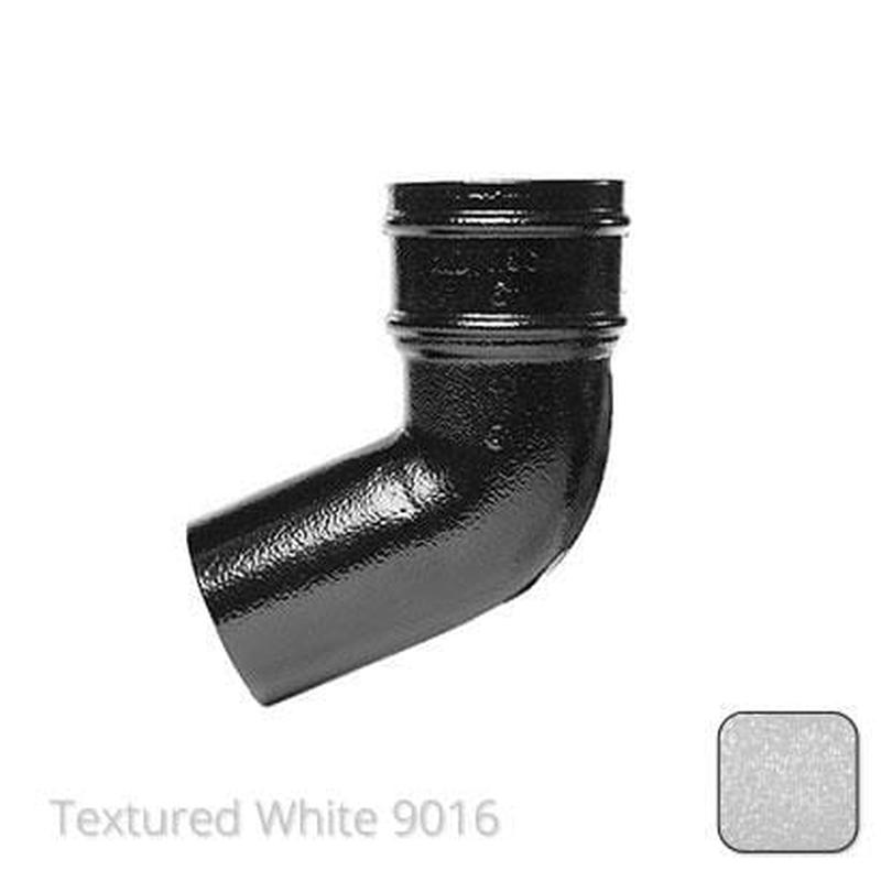 Alumasc 63mm (2.5") Cast Aluminium 112 Degree Bend without Ears - Textured Traffic White RAL 9016