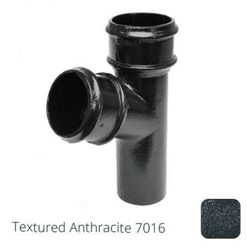 Alumasc 63mm (2.5") Cast Aluminium 112 Degree Branch without Ears - Textured Anthracite Grey RAL 7016