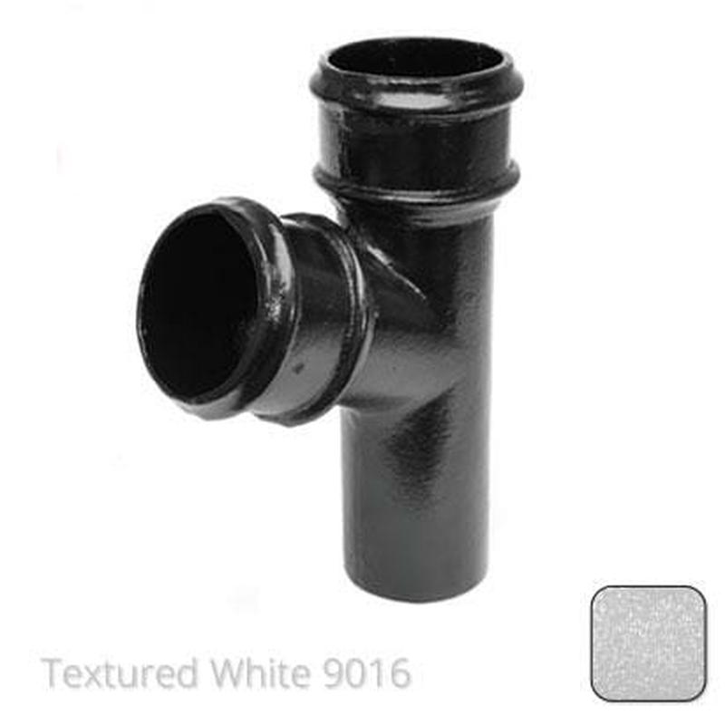 Alumasc 63mm (2.5") Cast Aluminium 112 Degree Branch without Ears - Textured Traffic White RAL 9016