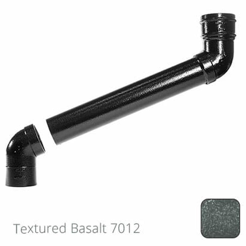 Alumasc 63mm (2.5") Cast Aluminium Downpipe 400mm (max) Adjustable Offset - Textured Basalt Grey RAL 7012