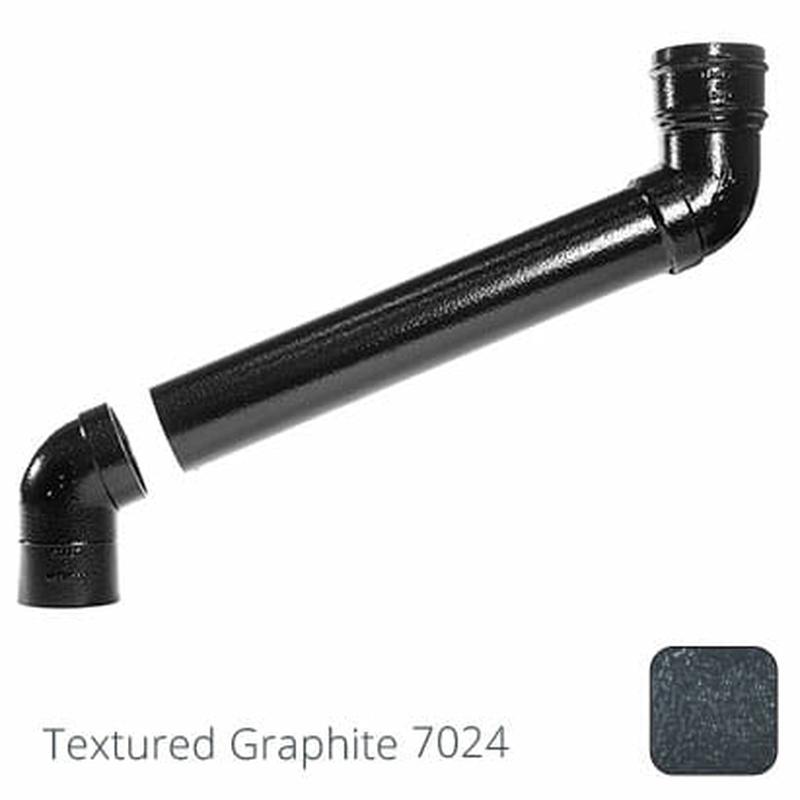 Alumasc 63mm (2.5") Cast Aluminium Downpipe 700mm (max) Adjustable Offset - Textured Graphite Grey RAL 7024