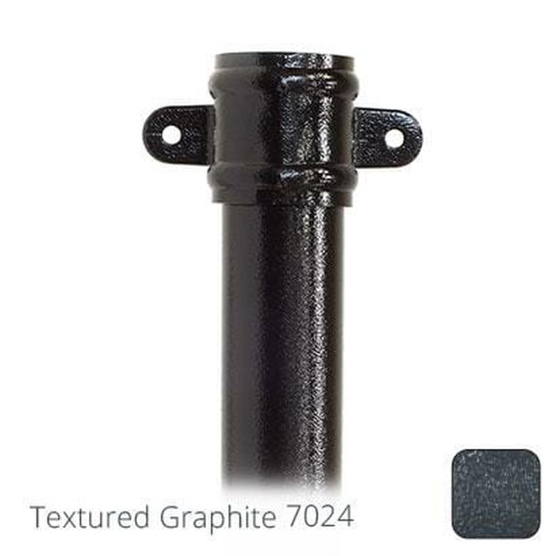 Alumasc 63mm  (2.5") x 3m Aluminium Downpipe with Cast Eared Socket - Textured Graphite Grey RAL 7024