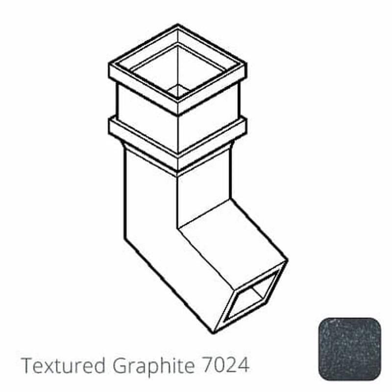 Alumasc 75 x 75mm (3"x3") Cast Aluminium Downpipe 112 Degree Bend without Ears - Textured 7024 Graphite Grey