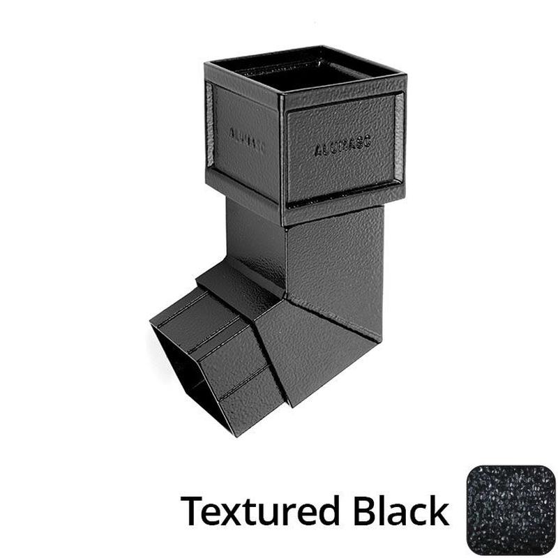 Alumasc 75 x 75mm (3"x3") Cast Aluminium Downpipe 112 Degree Bend without Ears - Textured Black
