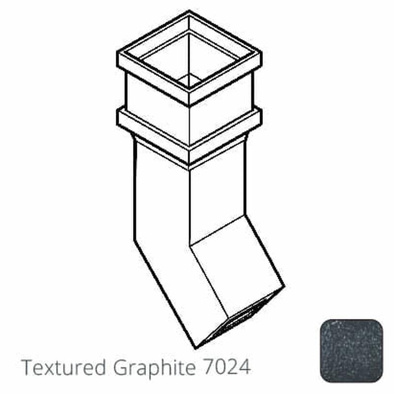 Alumasc 75 x 75mm (3"x3") Cast Aluminium Downpipe 135 Degree Bend without Ears - Textured 7024 Graphite Grey
