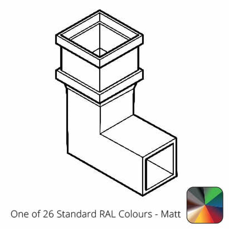 Alumasc 75 x 75mm (3"x3") Cast Aluminium Downpipe 90 Degree Bend without Ears - One of 26 Standard Matt RAL colours TBC