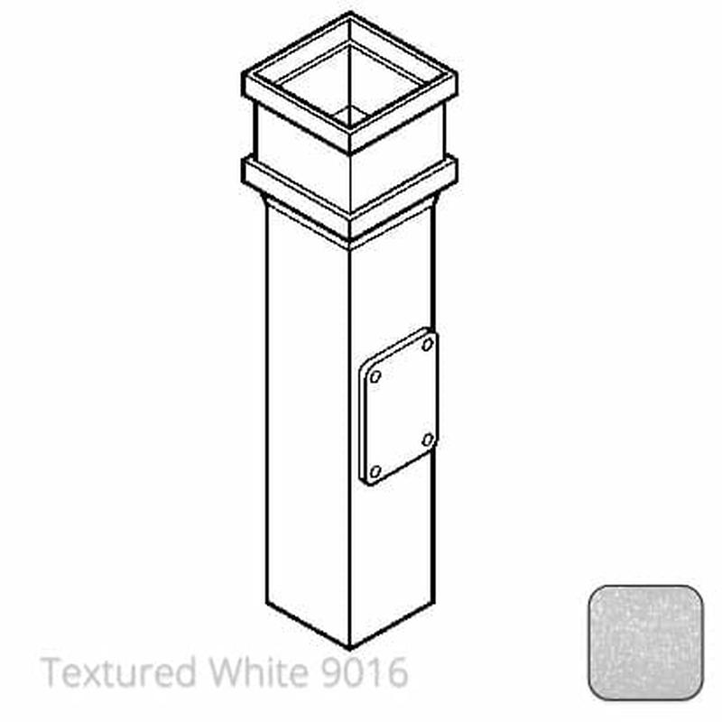 Alumasc 75 x 75mm (3"x3") Cast Aluminium Downpipe Access Pipe with Cast Ears - Textured 9016 White