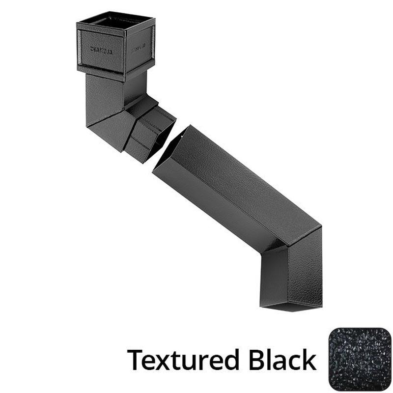Alumasc 75 x 75mm (3"x3") Cast Aluminium Downpipe Two-part 533mm (max) Adjustable Offset - Textured Black
