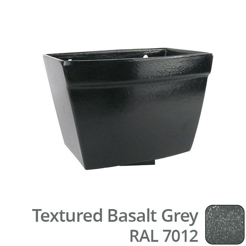Alumasc 75 x 75mm (3"x3") Cast Aluminium Rectangular Hopper - 260 x 190 x 180mm - Textured 7012 Basalt Grey