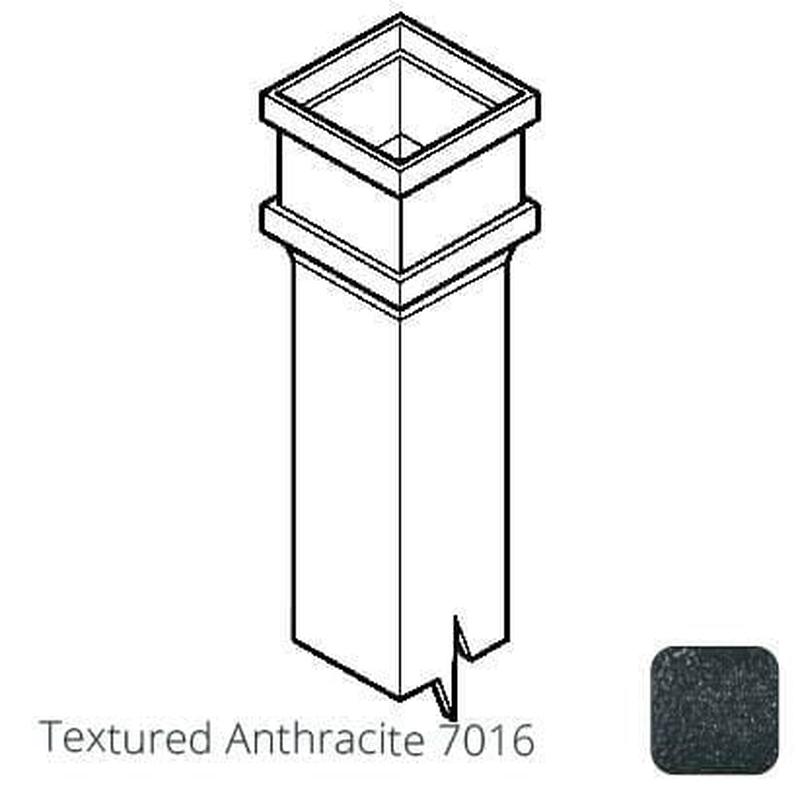 Alumasc 75 x 75mm (3"x3") x 1m Cast Aluminium Downpipe with  Non-eared Socket - Textured 7016 Anthracite Grey