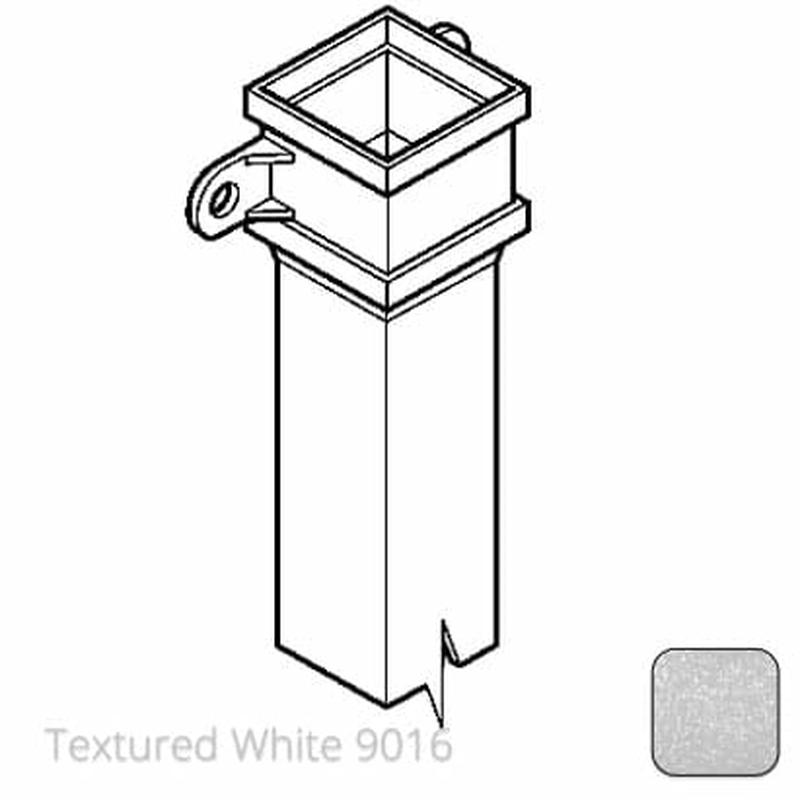 Alumasc 75 x 75mm (3"x3") x 2m Cast Aluminium Downpipe with Eared Socket - Textured 9016 White
