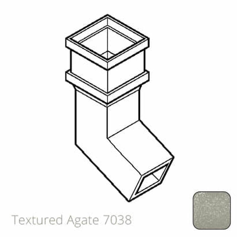 75 x 75mm (3"x3") Cast Aluminium Downpipe 112 Degree Bend without Ears - Textured 7038 Agate Grey
