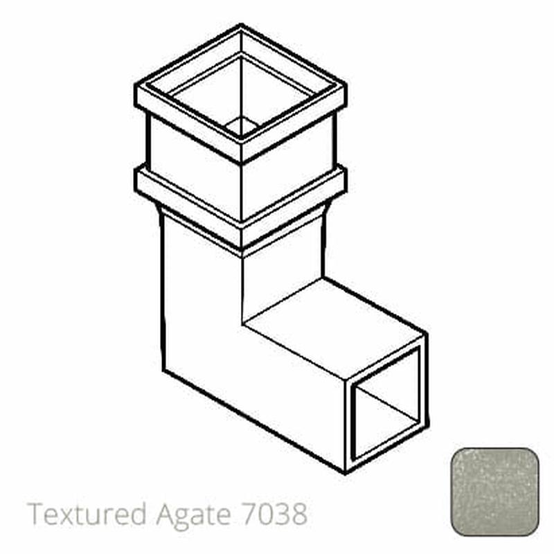 75 x 75mm (3"x3") Cast Aluminium Downpipe 90 Degree Bend without Ears - Textured 7038 Agate Grey