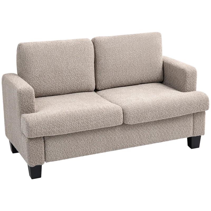 Stylish 2 Seater Loveseat Sofa with Removable Cushions in Light Brown Chenille Fabric for Living Room