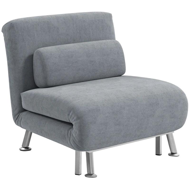 Stylish Grey Velvet-Feel Sleeper Chair for Comfortable Seating and Relaxation