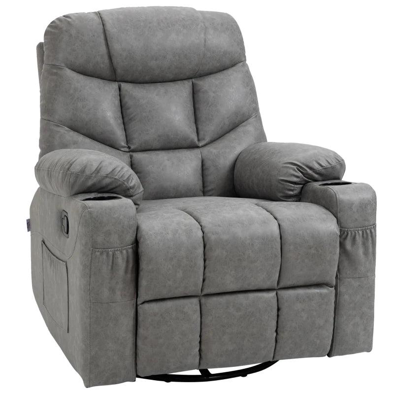 Thick Padded Faux Leather Recliner Armchair in Light Grey for Ultimate Comfort and Style