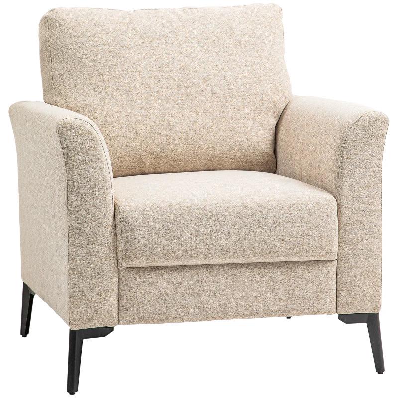 Beige Linen-Look Armchair for Stylish Living Room Decor