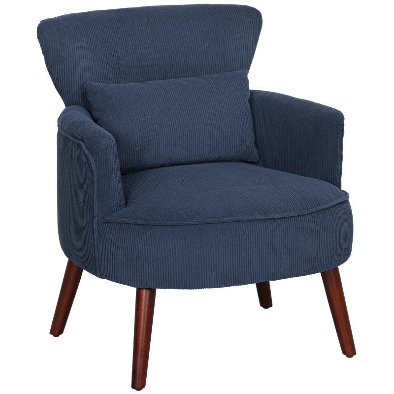 Blue Corduroy Retro Accent Chair for Stylish Living Room Decor
