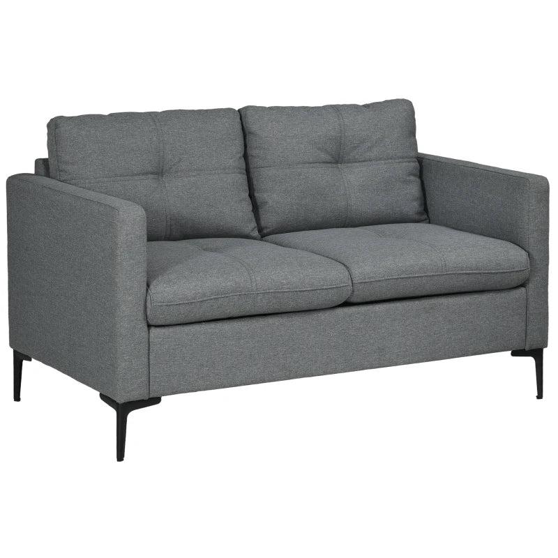 Stylish Grey Two-Seater Sofa with Steel Legs for Modern Living Spaces