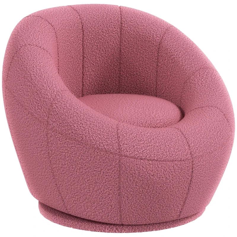 Stylish Swivel Upholstered Accent Chair for Living Room, Bedroom or Home Office in Pink