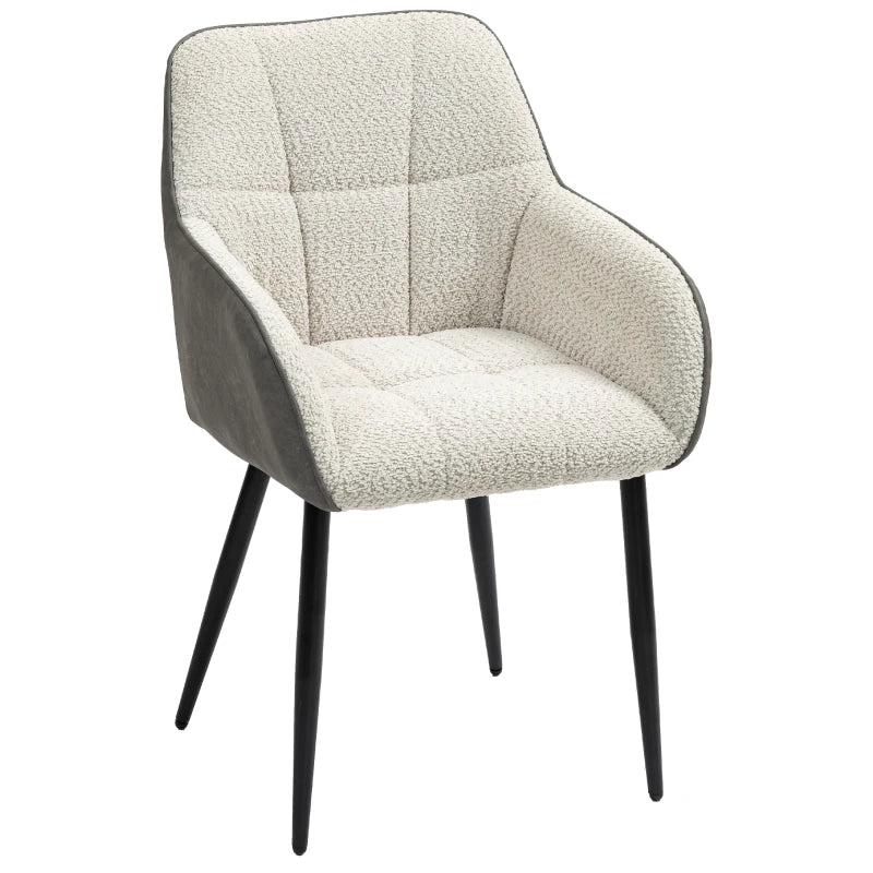Upholstered Accent Chair with Foot Pads, Chenille Fabric Front and PU Back, Ideal for Living Room or Bedroom, Cream White