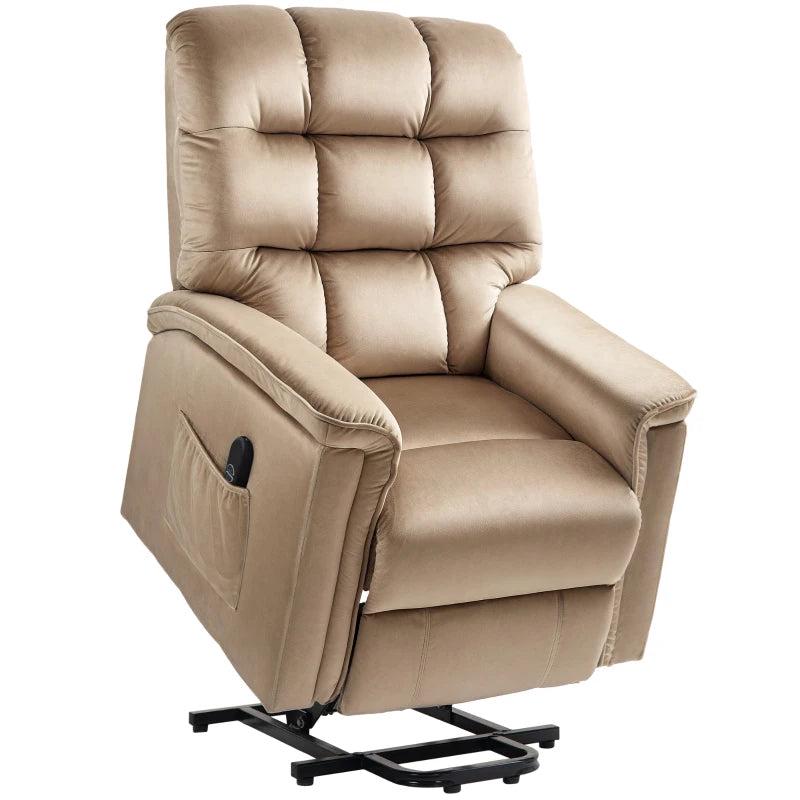 Velvet Electric Lift Recliner Chair in Brown for Ultimate Comfort and Support