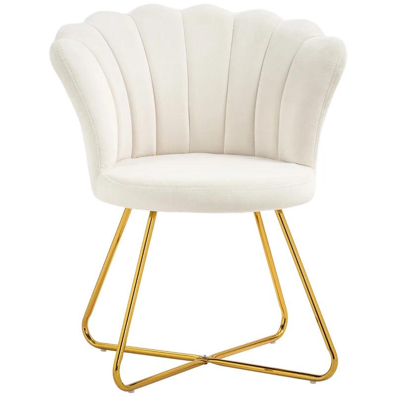 Velvet-Feel Cream Lotus Petal Accent Chair for Stylish Home Decor