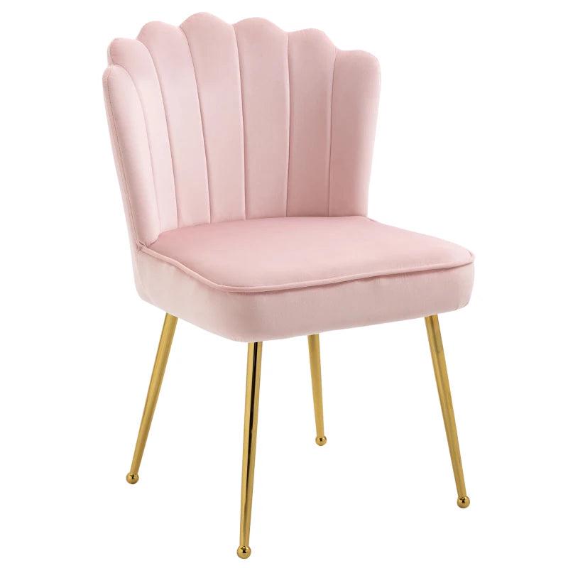 Velvet-Feel Shell Accent Chair in Pink for Stylish Home Decor