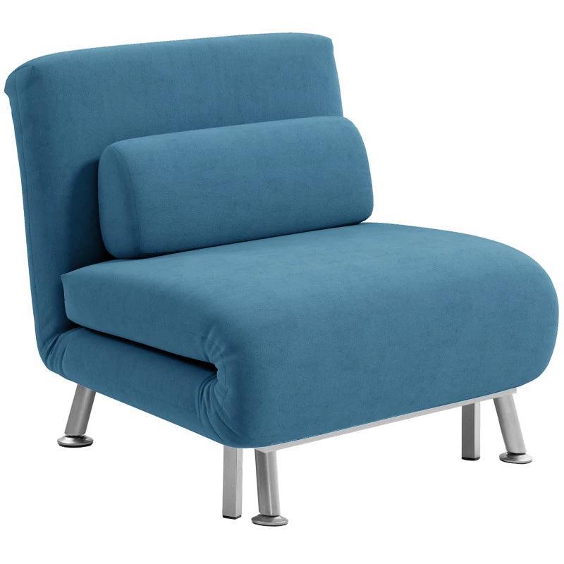 Velvet-Feel Sleeper Chair in Blue - Stylish and Comfortable Multi-Functional Seating Solution