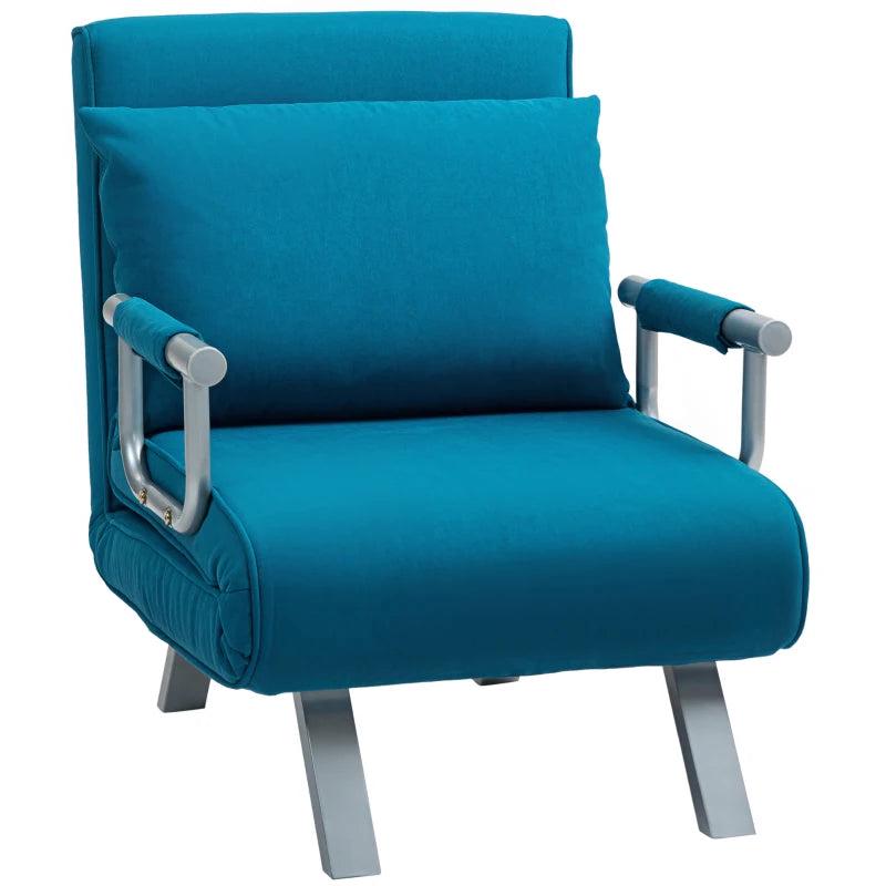 Versatile 4-in-1 Faux Suede Chair Bed in Blue for Stylish Comfort and Space-Saving Solutions