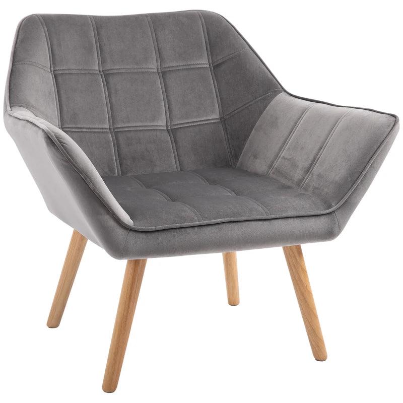Stylish Accent Chair with Wide Arms and Slanted Back for Bedroom or Living Room Seating in Grey