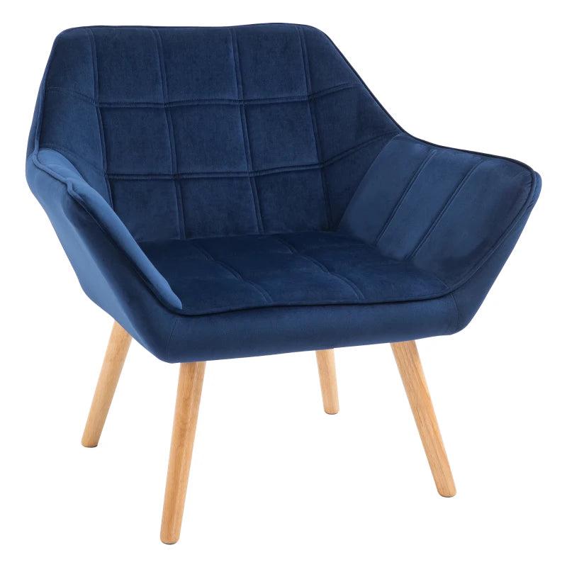 Stylish Accent Chair with Wide Arms and Slanted Back for Home and Bedroom Seating in Blue