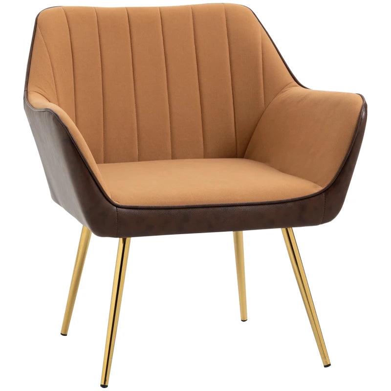Velvet Accent Chairs with Gold Legs for Modern Living Room and Bedroom, Light Brown Upholstered Design