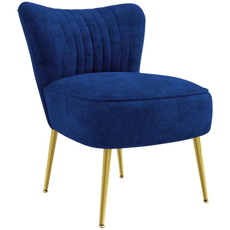 Velvet-Feel Dark Blue Tub Accent Chair for Stylish Living Room Decor