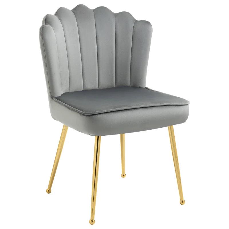 Velvet-Feel Grey Shell Accent Chair for Stylish Living Room Decor
