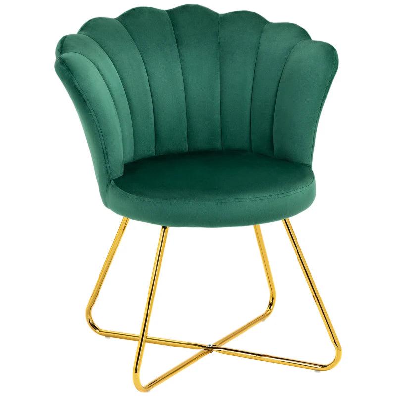 Velvet-Feel Lotus Petal Accent Chair in Green for Stylish Home Decor