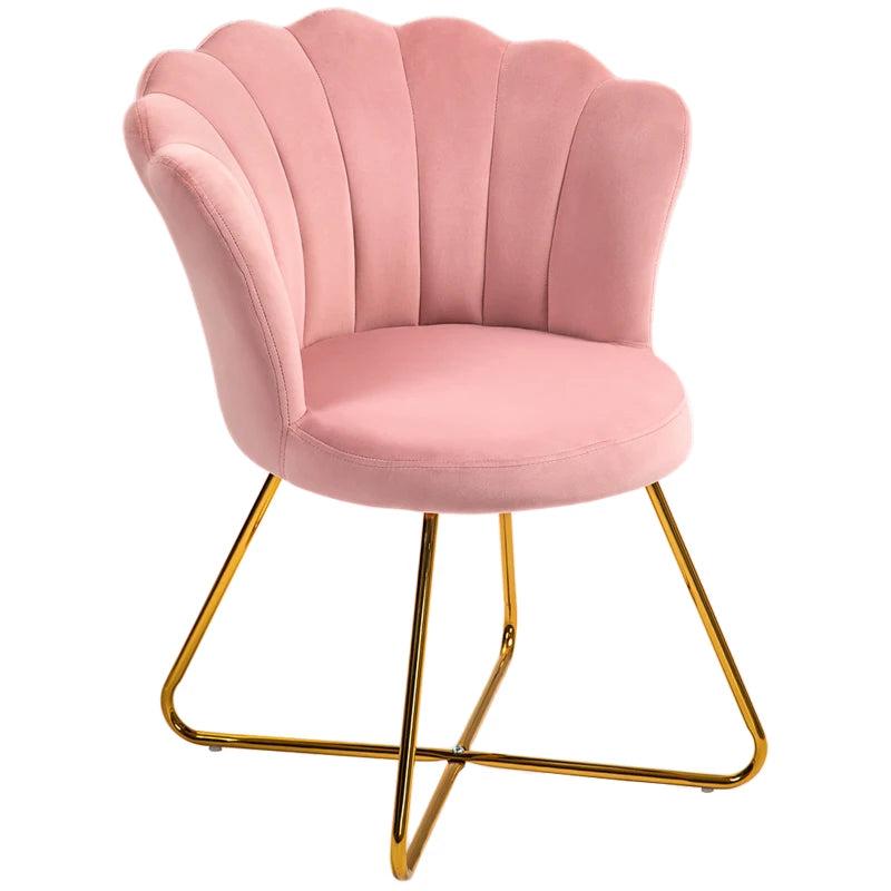 Velvet-Feel Lotus Petal Accent Chair in Pink - Stylish and Comfortable Seating for Your Home