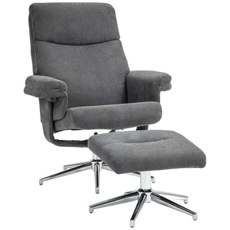 Velvet Recliner Chair with Ottoman in Dark Grey - Comfortable and Stylish Seating Solution
