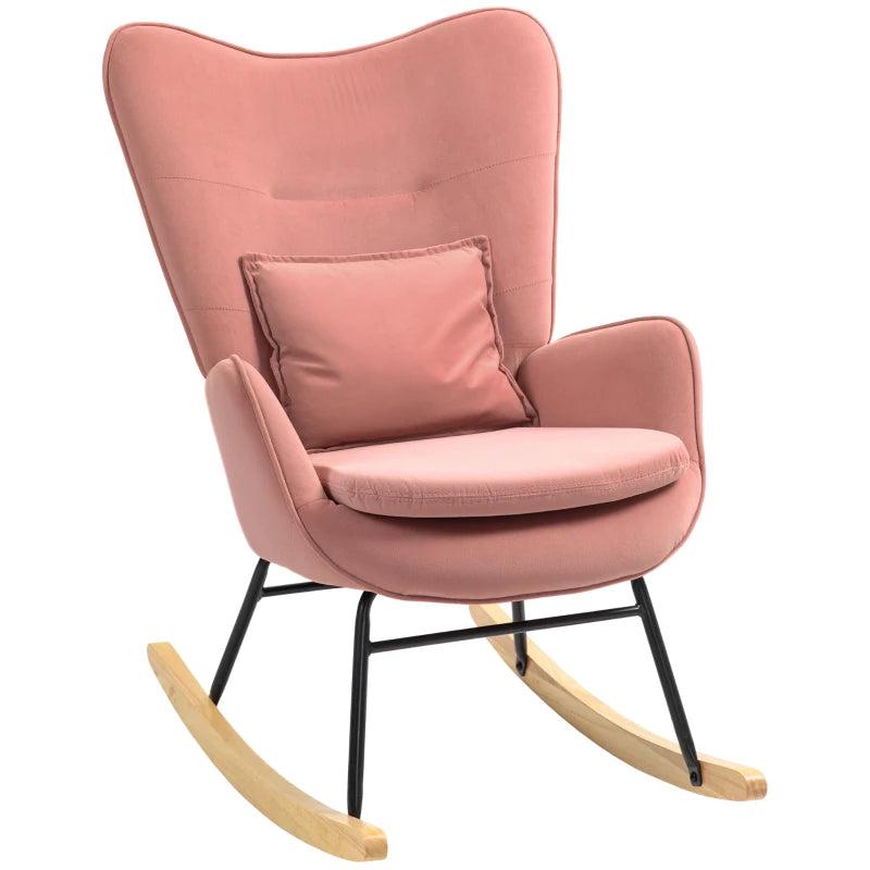 Velvet Rocking Armchair in Pink - Stylish and Comfortable Seating for Your Home