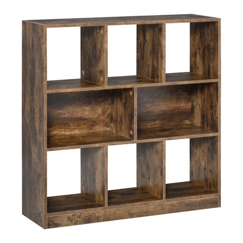 Rustic Brown 3-Tier Bookcase - Stylish Storage Shelf Unit with Open Compartments for Living Room, Bedroom, Office, 97.5 x 30 x 100 cm