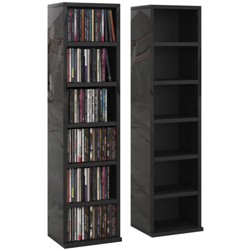 Set of 2 High Gloss Black CD Storage Units - Stylish and Durable Organizer for 102 CDs - Modern Home Decor