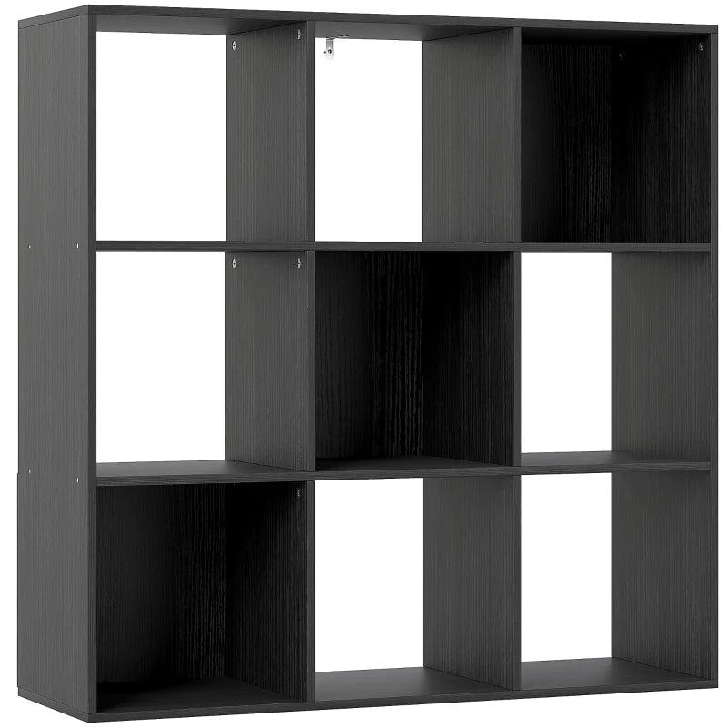 Stylish Nine-Cube Storage Shelf in Black - Versatile Organizer for Home, Office, and Kids' Rooms - Perfect for Storage Solutions