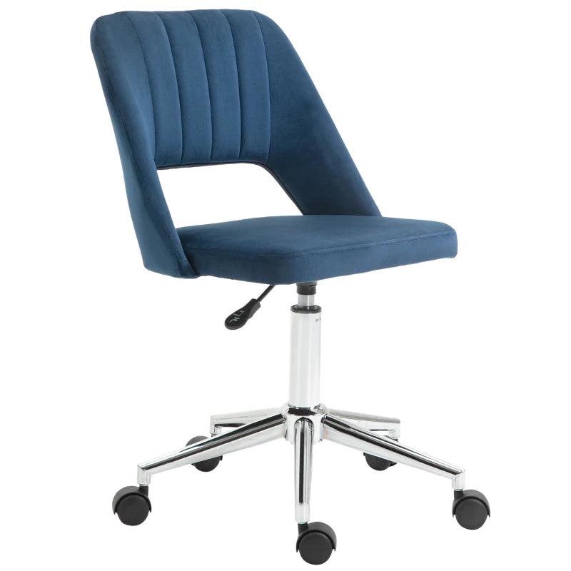 Vinsetto Dark Blue Velvet-Feel Armless Office Chair - Stylish Ergonomic Design for Home & Office Use