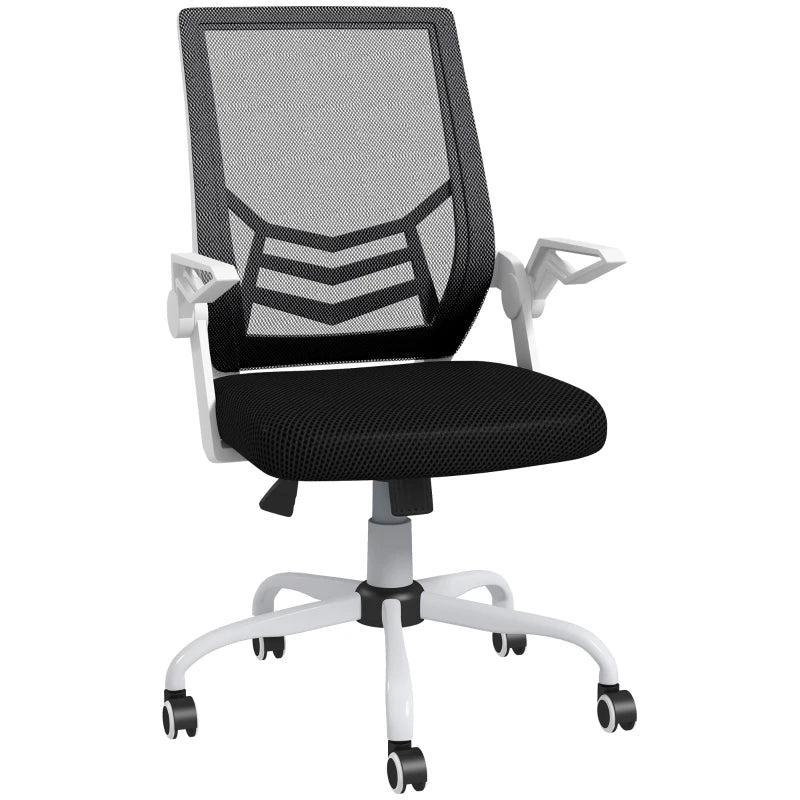 Vinsetto Ergonomic Mesh Office Chair with Flip-up Armrests, Lumbar Support & Swivel Wheels - Black Computer Desk Chair