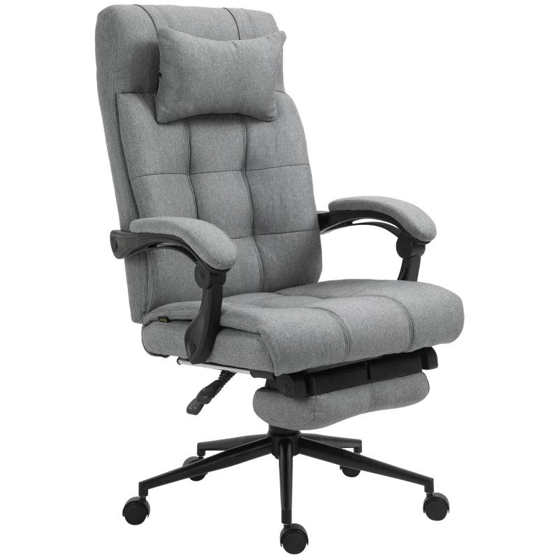 Vinsetto Ergonomic Office Chair with Footrest, Armrests, Lumbar Support & Headrest - Light Grey Comfort for Home & Office