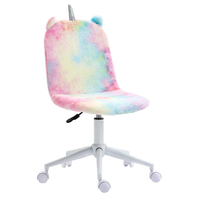 Vinsetto Fluffy Unicorn Office Chair - Cute Mid-Back Swivel Desk Chair in Rainbow Multi-Colored Design